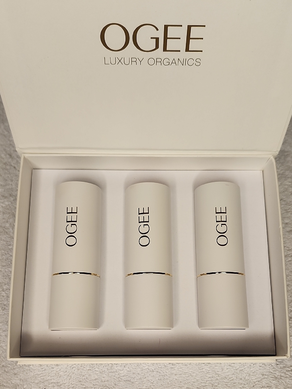 OGEE Luxury Organic Sculpted Face Stick Trio NEW Obsidian Pink Diamond Pearl Set